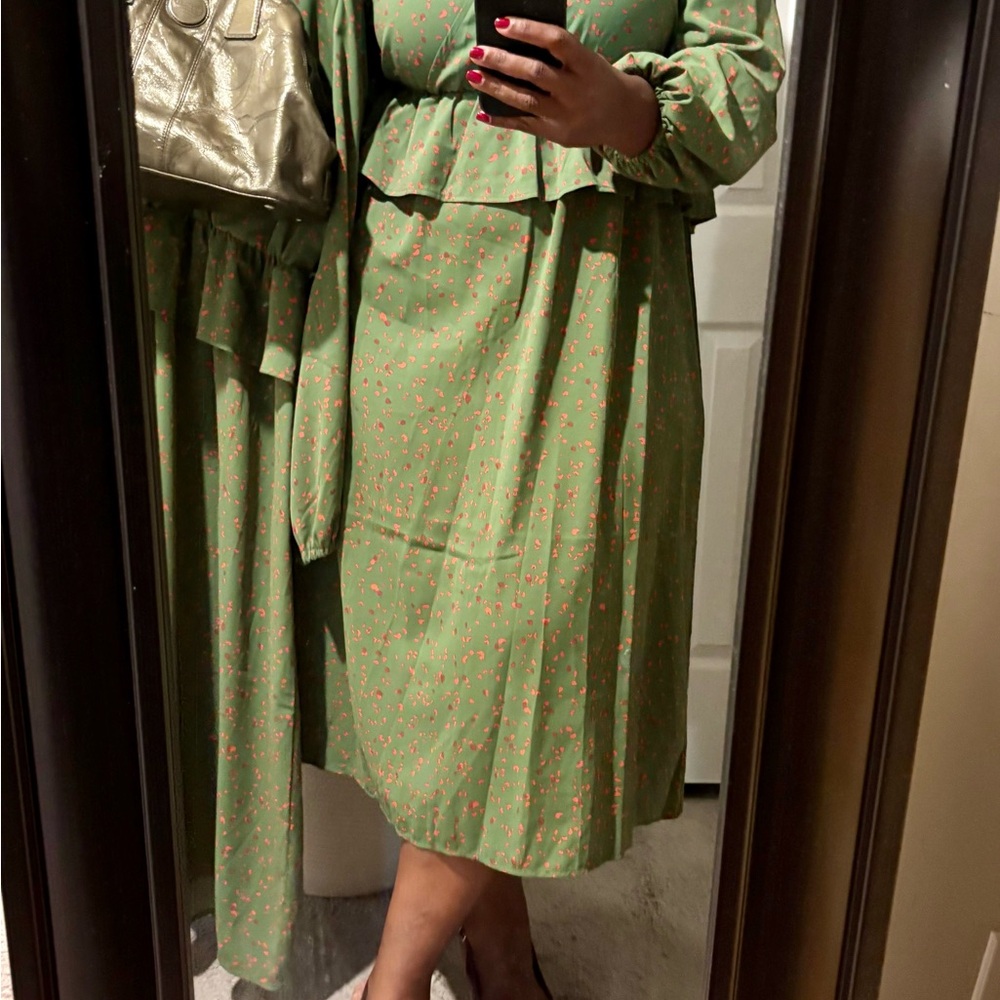 ELOQUII Elements Women's Plus Size Mixed Print Midi Dress With Peplum